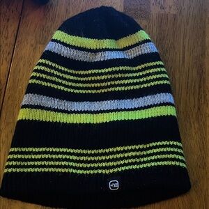 Black and Green Striped Beanie